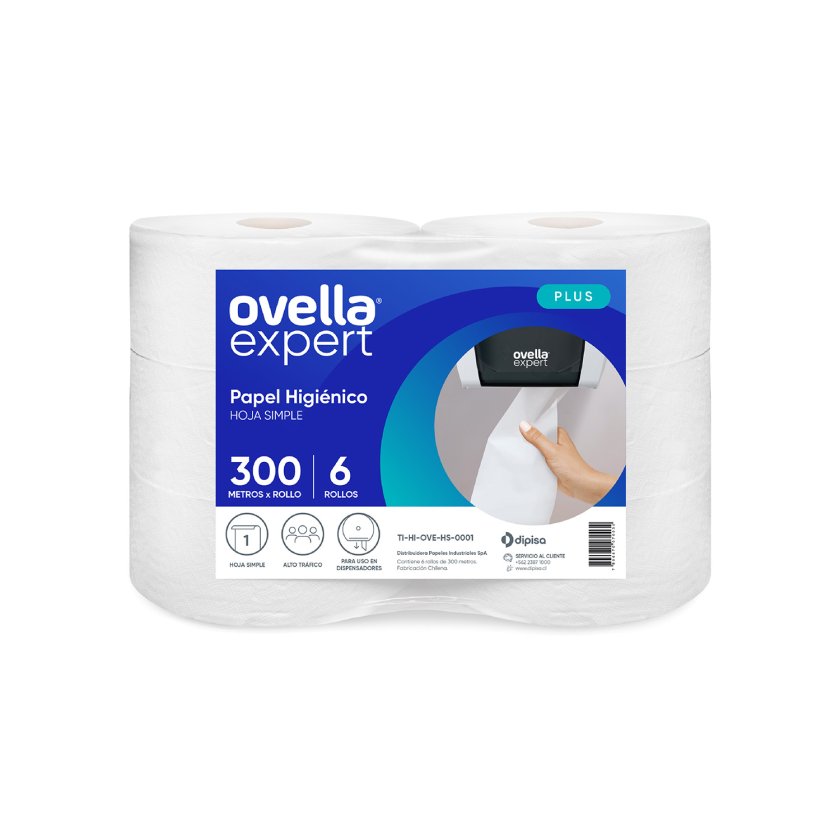 Higiénico Ovella 6 Rollos de 300 mts – Hoja Simple