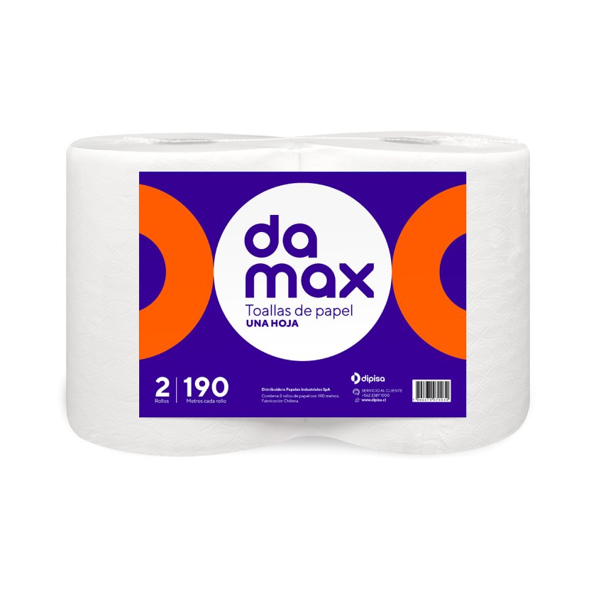 Toalla Damax - 2 Rollos de 190 mts – Hoja Simple