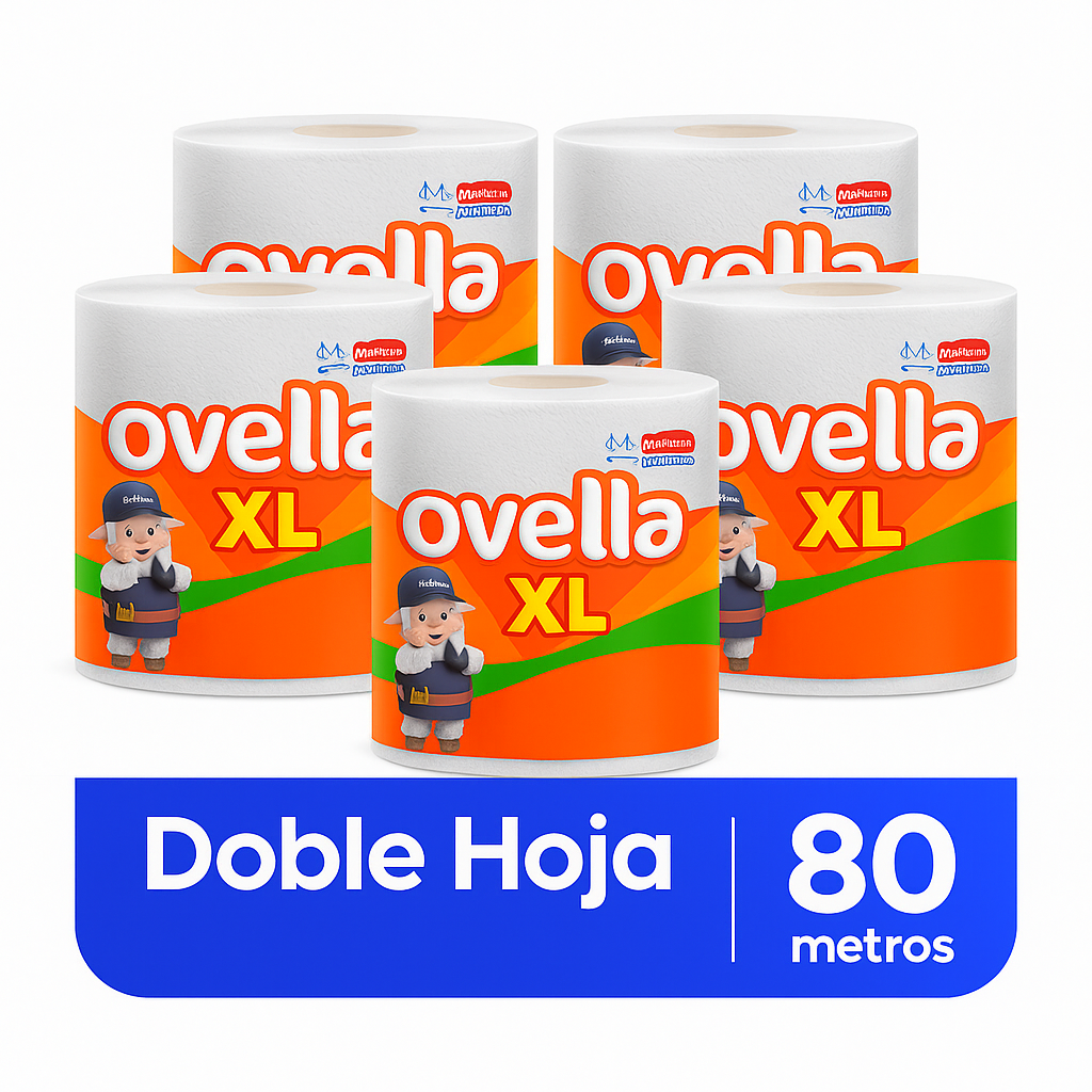 Toalla Ovella 6 paquetes de 1 rollos de 80 mts - Doble Hoja
