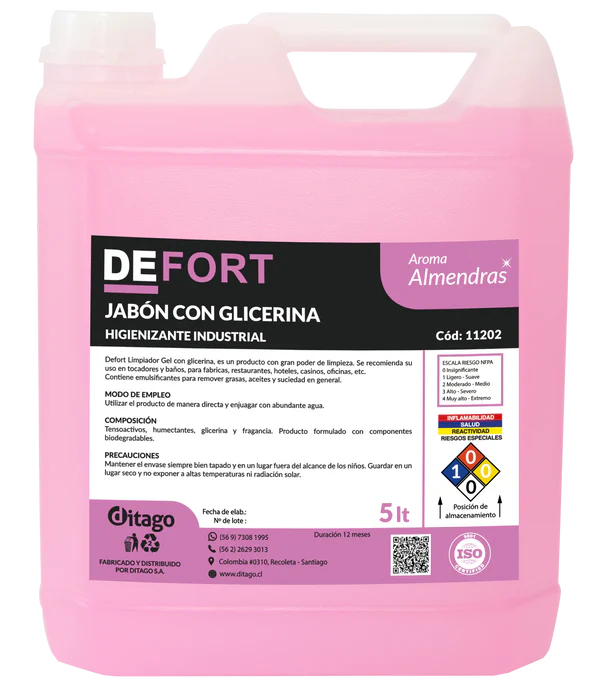Jabón Líquido DEFORT con Glicerina para Manos - 5 Litros