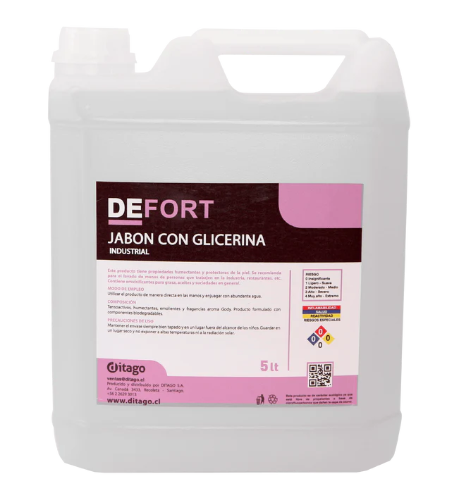 Jabón Líquido DEFORT con Glicerina para Manos - 5 Litros