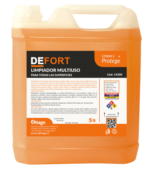 Limpiador Multiuso DEFORT - Uso Industrial Profesional