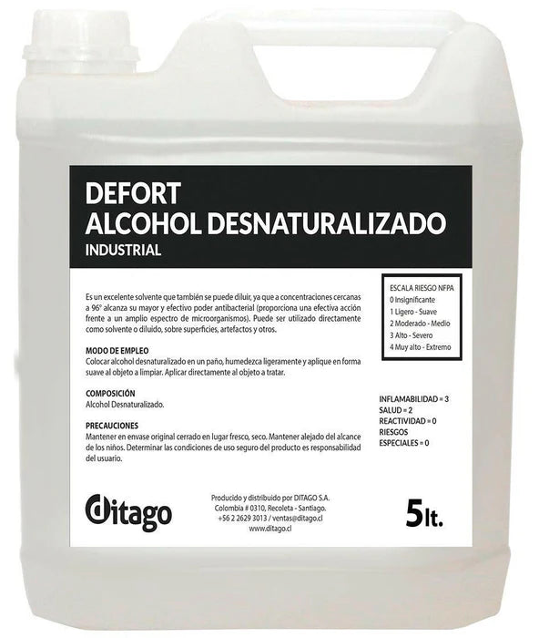 Alcohol Desnaturalizado DEFORT para Uso Técnico - Botella 1 Litro
